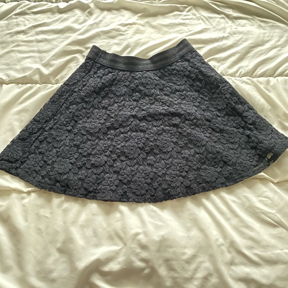 Material Girl Black Floral Lace Skater Skirt